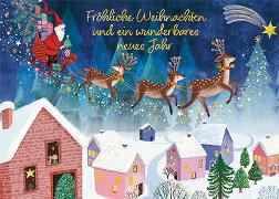Postkarte. Fröhliche Weihnachten (Nikolaus m. Schlitten)