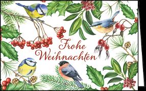 Doppelkarte. Midi - Frohe Weihnachten (Vögel)