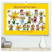 Strichmännchen... lustig und vergnügt (hochwertiger Premium Wandkalender 2024 DIN A2 quer), Kunstdruck in Hochglanz