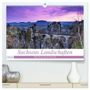 Sachsens Landschaften (hochwertiger Premium Wandkalender 2024 DIN A2 quer), Kunstdruck in Hochglanz
