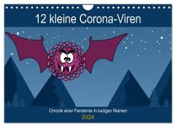 12 kleine Corona-Viren (Wandkalender 2024 DIN A4 quer), CALVENDO Monatskalender