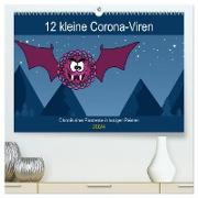 12 kleine Corona-Viren (hochwertiger Premium Wandkalender 2024 DIN A2 quer), Kunstdruck in Hochglanz