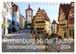 Rothenburg ob der Tauber. Sehenswürdigkeiten. (Tischkalender 2024 DIN A5 quer), CALVENDO Monatskalender