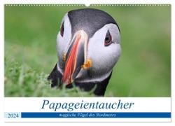 Papageientaucher 2024 - Magische Vögel des Nordmeers (Wandkalender 2024 DIN A2 quer), CALVENDO Monatskalender
