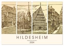 Hildesheim - Historische Ansichten (Wandkalender 2024 DIN A2 quer), CALVENDO Monatskalender
