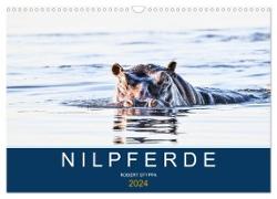 Nilpferde, Kolosse in Afrika (Wandkalender 2024 DIN A3 quer), CALVENDO Monatskalender