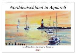 Norddeutschland in Aquarell (Wandkalender 2024 DIN A2 quer), CALVENDO Monatskalender