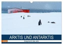 Arktis und Antarktis - Eisig durch das Jahr (Wandkalender 2024 DIN A3 quer), CALVENDO Monatskalender