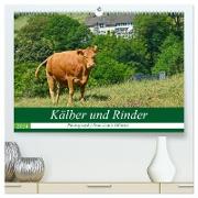 Kälber und Rinder (hochwertiger Premium Wandkalender 2024 DIN A2 quer), Kunstdruck in Hochglanz