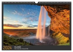 Island - Die schönsten Wasserfälle (Wandkalender 2024 DIN A3 quer), CALVENDO Monatskalender
