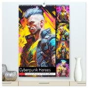 Cyberpunk Heroes. Futuristische Fusion von Technik und Kunst (hochwertiger Premium Wandkalender 2024 DIN A2 hoch), Kunstdruck in Hochglanz