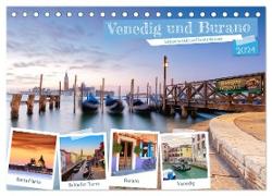 Venedig und Burano - Lagunenstadt und bunte Häuser (Tischkalender 2024 DIN A5 quer), CALVENDO Monatskalender