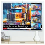Langhauber Paintings. Trucks in lebendigen Farben (hochwertiger Premium Wandkalender 2024 DIN A2 quer), Kunstdruck in Hochglanz
