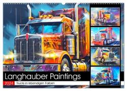 Langhauber Paintings. Trucks in lebendigen Farben (Wandkalender 2024 DIN A2 quer), CALVENDO Monatskalender