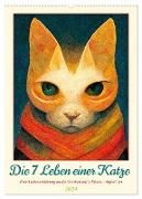 Die 7 Leben einer Katze (Wandkalender 2024 DIN A2 hoch), CALVENDO Monatskalender