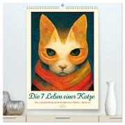 Die 7 Leben einer Katze (hochwertiger Premium Wandkalender 2024 DIN A2 hoch), Kunstdruck in Hochglanz
