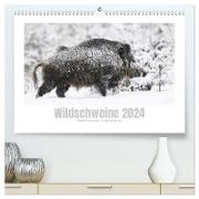 Wildschweine ¿ Wildlife Fotografien (hochwertiger Premium Wandkalender 2024 DIN A2 quer), Kunstdruck in Hochglanz