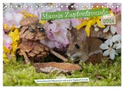 Mausis Zapfenfreunde (Tischkalender 2024 DIN A5 quer), CALVENDO Monatskalender
