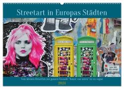Streetart in Europas Städten (Wandkalender 2024 DIN A2 quer), CALVENDO Monatskalender