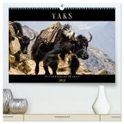 Yaks - auf steinigen Pfaden (hochwertiger Premium Wandkalender 2024 DIN A2 quer), Kunstdruck in Hochglanz