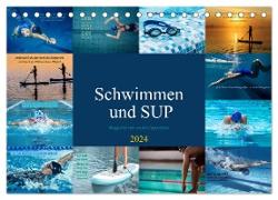 Schwimmen und SUP Begleitet mit coolen Sprüchen (Tischkalender 2024 DIN A5 quer), CALVENDO Monatskalender