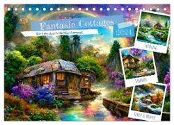 Fantasie Cottages - Ein Jahr durch die Märchenwelt (Tischkalender 2024 DIN A5 quer), CALVENDO Monatskalender