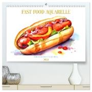 FAST FOOD AQUARELLE (hochwertiger Premium Wandkalender 2024 DIN A2 quer), Kunstdruck in Hochglanz