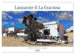 Lanzarote & La Graciosa - Im Stil von Vicent van Gogh (Wandkalender 2024 DIN A2 quer), CALVENDO Monatskalender