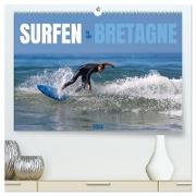 Surfen in der Bretagne (hochwertiger Premium Wandkalender 2024 DIN A2 quer), Kunstdruck in Hochglanz