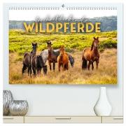 Freiheitsliebende Wildpferde (hochwertiger Premium Wandkalender 2024 DIN A2 quer), Kunstdruck in Hochglanz
