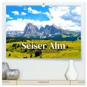 Seiser Alm - Im Herzen der Dolomiten. (hochwertiger Premium Wandkalender 2024 DIN A2 quer), Kunstdruck in Hochglanz