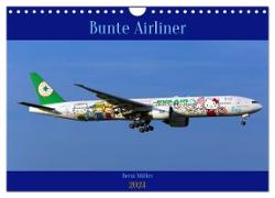 Bunte Airliner (Wandkalender 2024 DIN A4 quer), CALVENDO Monatskalender