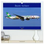 Bunte Airliner (hochwertiger Premium Wandkalender 2024 DIN A2 quer), Kunstdruck in Hochglanz