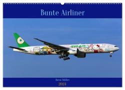 Bunte Airliner (Wandkalender 2024 DIN A2 quer), CALVENDO Monatskalender