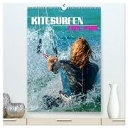 Kitesurfen - Fun pur (hochwertiger Premium Wandkalender 2024 DIN A2 hoch), Kunstdruck in Hochglanz