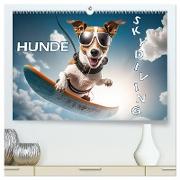 Hunde Skydiving (hochwertiger Premium Wandkalender 2024 DIN A2 quer), Kunstdruck in Hochglanz