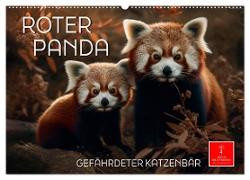Roter Panda - gefährdeter Katzenbär (Wandkalender 2024 DIN A2 quer), CALVENDO Monatskalender