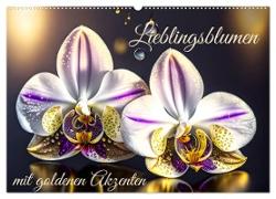 Lieblingsblumen mit goldenen Akzenten (Wandkalender 2024 DIN A2 quer), CALVENDO Monatskalender