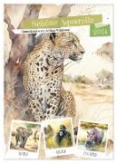 Schöne Aquarelle. Darstellungen von Afrikas Wildtieren (Wandkalender 2024 DIN A2 hoch), CALVENDO Monatskalender
