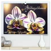 Lieblingsblumen mit goldenen Akzenten (hochwertiger Premium Wandkalender 2024 DIN A2 quer), Kunstdruck in Hochglanz