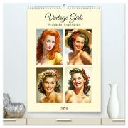 Vintage Girls. Die schönsten Pin-up Gesichter (hochwertiger Premium Wandkalender 2024 DIN A2 hoch), Kunstdruck in Hochglanz