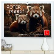 Roter Panda - gefährdeter Katzenbär (hochwertiger Premium Wandkalender 2024 DIN A2 quer), Kunstdruck in Hochglanz