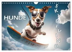 Hunde Skydiving (Wandkalender 2024 DIN A4 quer), CALVENDO Monatskalender