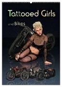 Tattooed Girls and Bikes (Wandkalender 2024 DIN A2 hoch), CALVENDO Monatskalender
