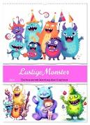 Lustige Monster - Eine bezaubernde Sammlung süsser Ungeheuer (Wandkalender 2024 DIN A2 hoch), CALVENDO Monatskalender