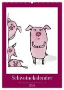 Schweinekalender - Alles was du über Schweine wissen wolltest! (Wandkalender 2024 DIN A2 hoch), CALVENDO Monatskalender