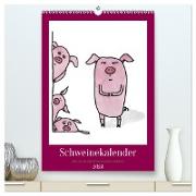 Schweinekalender - Alles was du über Schweine wissen wolltest! (hochwertiger Premium Wandkalender 2024 DIN A2 hoch), Kunstdruck in Hochglanz