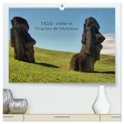 MOAI - steinerne Wächter der Osterinsel (hochwertiger Premium Wandkalender 2024 DIN A2 quer), Kunstdruck in Hochglanz