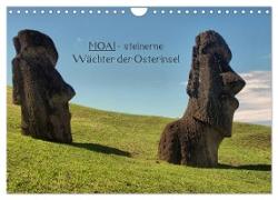 MOAI - steinerne Wächter der Osterinsel (Wandkalender 2024 DIN A4 quer), CALVENDO Monatskalender