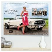 Pin Up Pia & Mustang '67 (hochwertiger Premium Wandkalender 2024 DIN A2 quer), Kunstdruck in Hochglanz